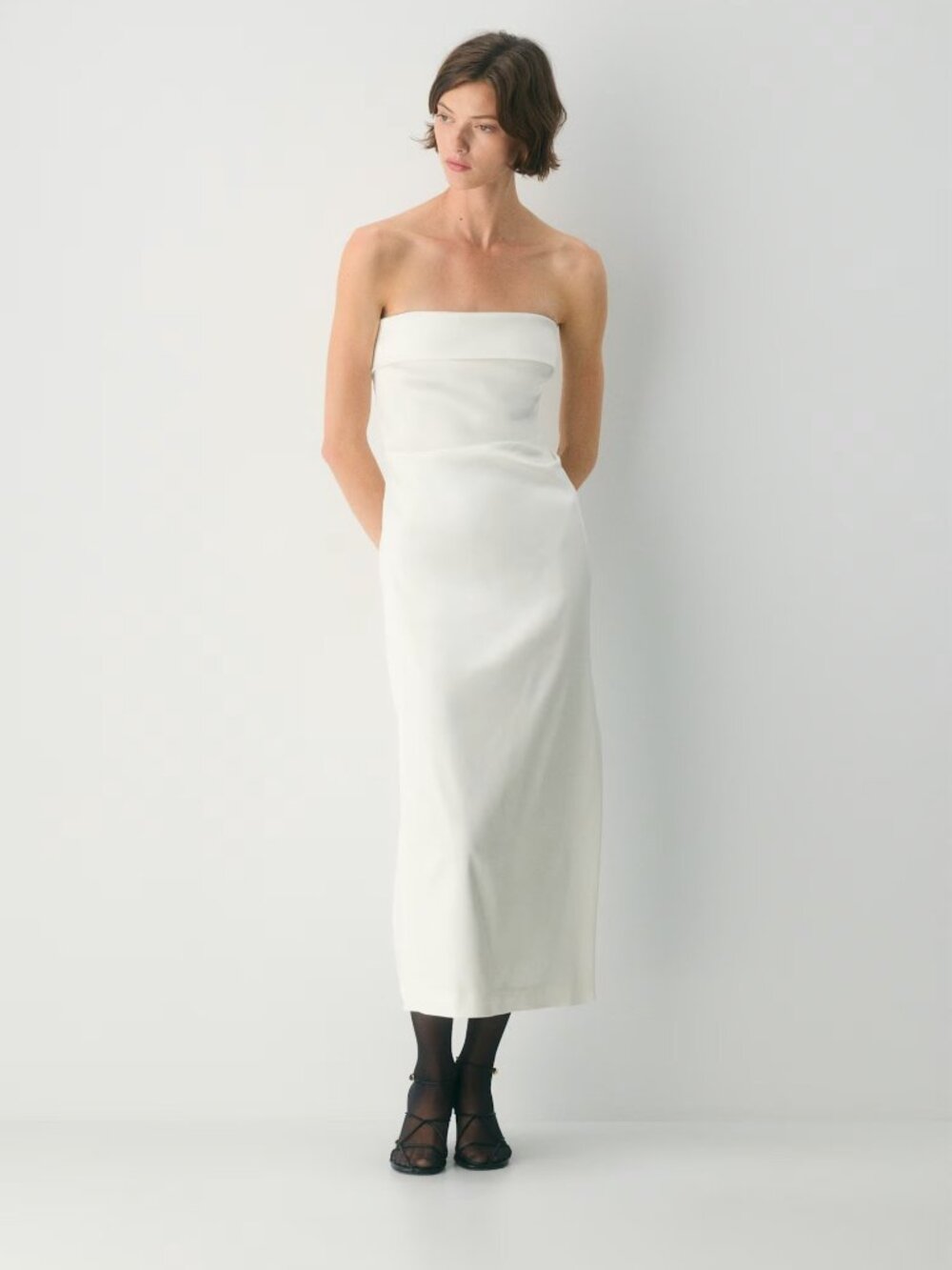 Aritzia Exclusive Satin Dress Light Birch Size 10 Strapless Bridal Maxi